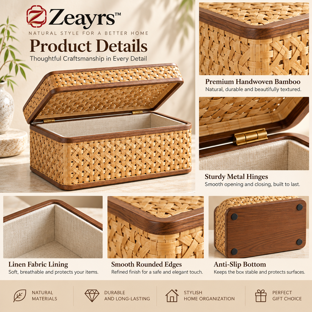 Lidded Bamboo Storage Box — supplied promotional detail graphic