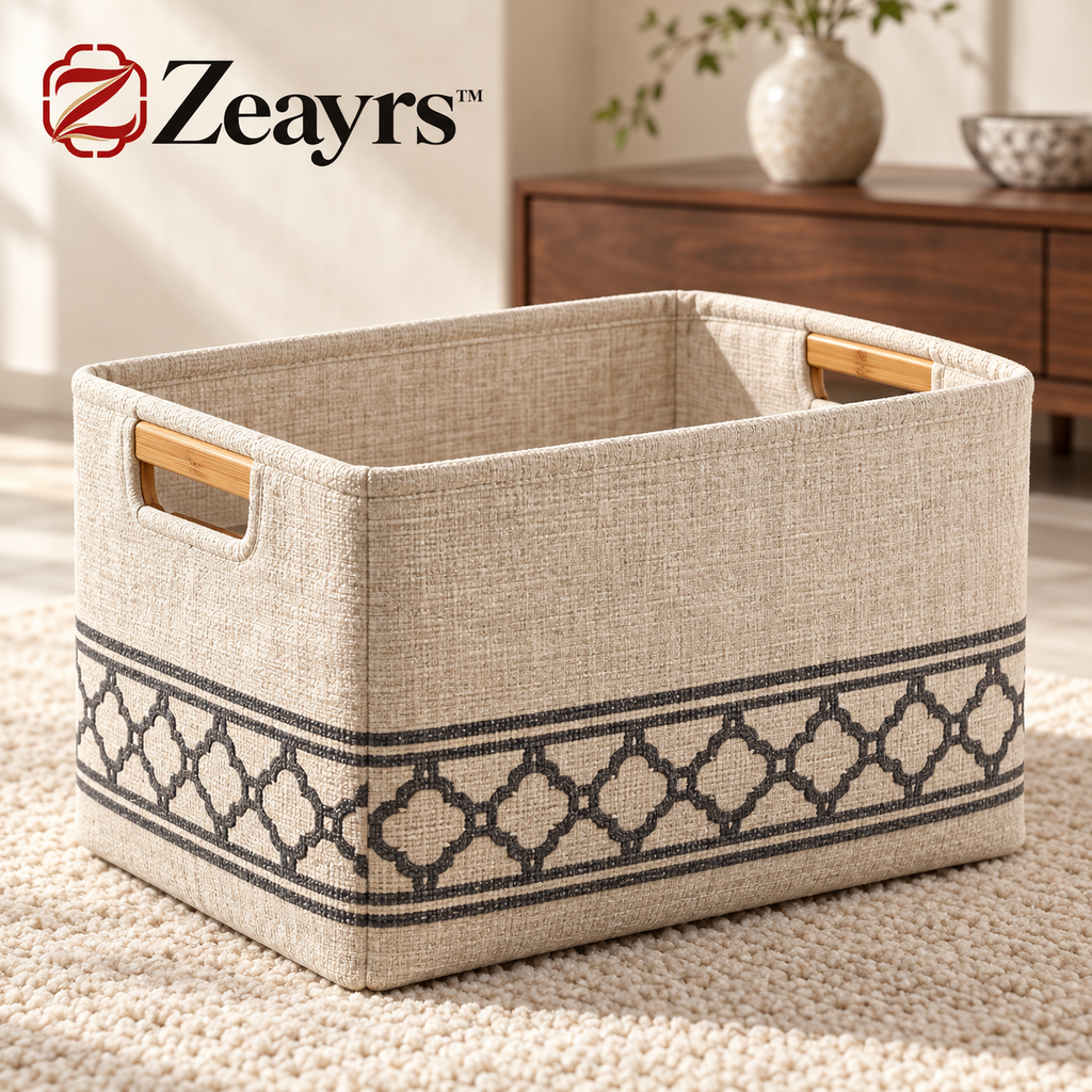 Cotton-Linen Storage Basket — Zeayrs branded main product view