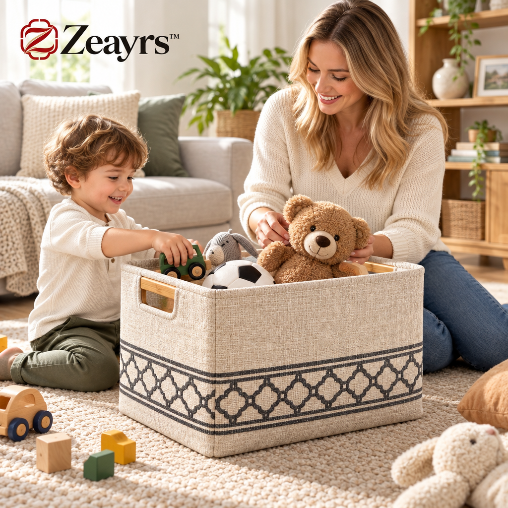 Cotton-Linen Storage Basket — supplied styled scene