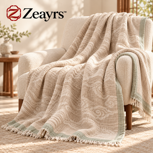 Cotton Gauze Throw Blanket — Zeayrs branded main product view