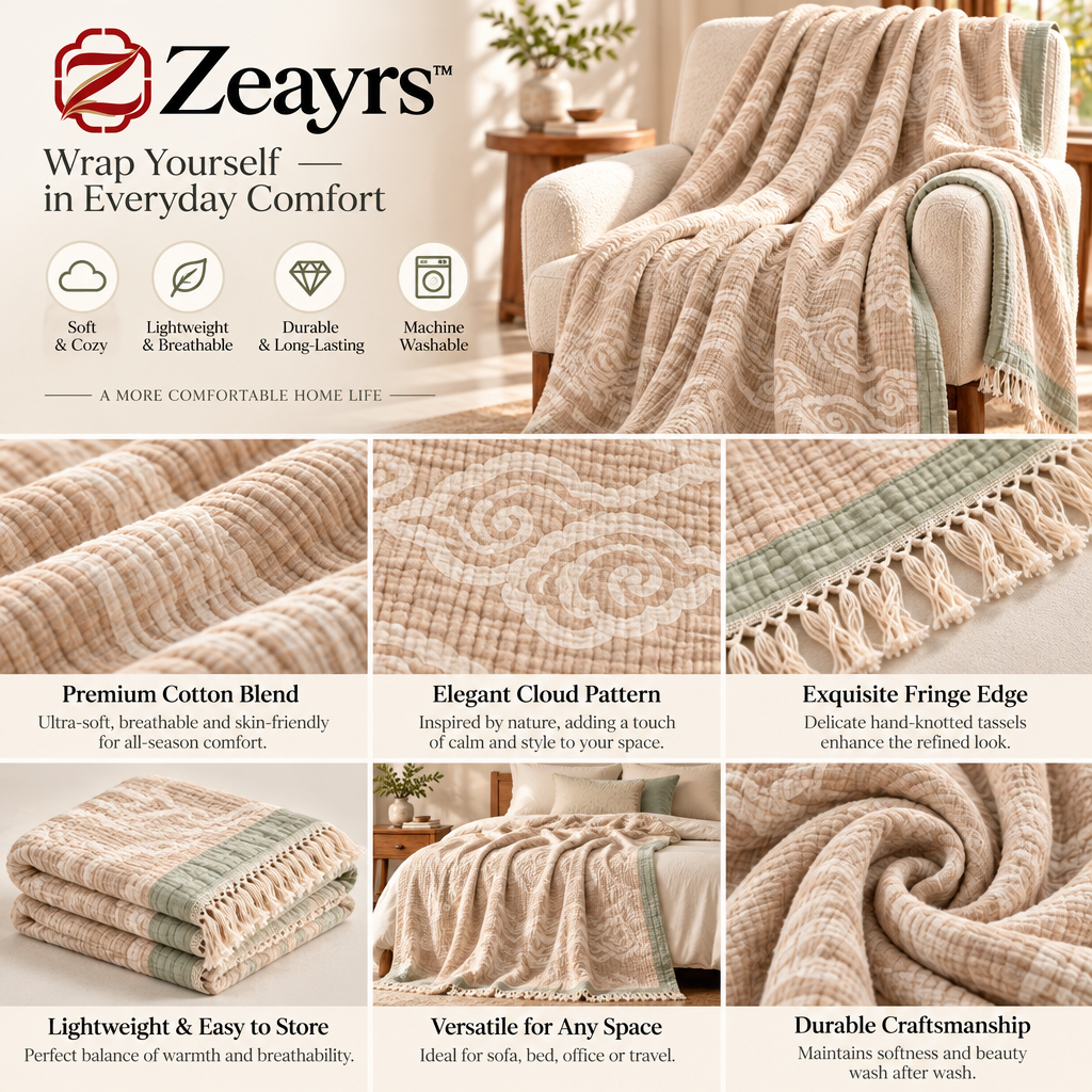 Cotton Gauze Throw Blanket — supplied promotional detail graphic