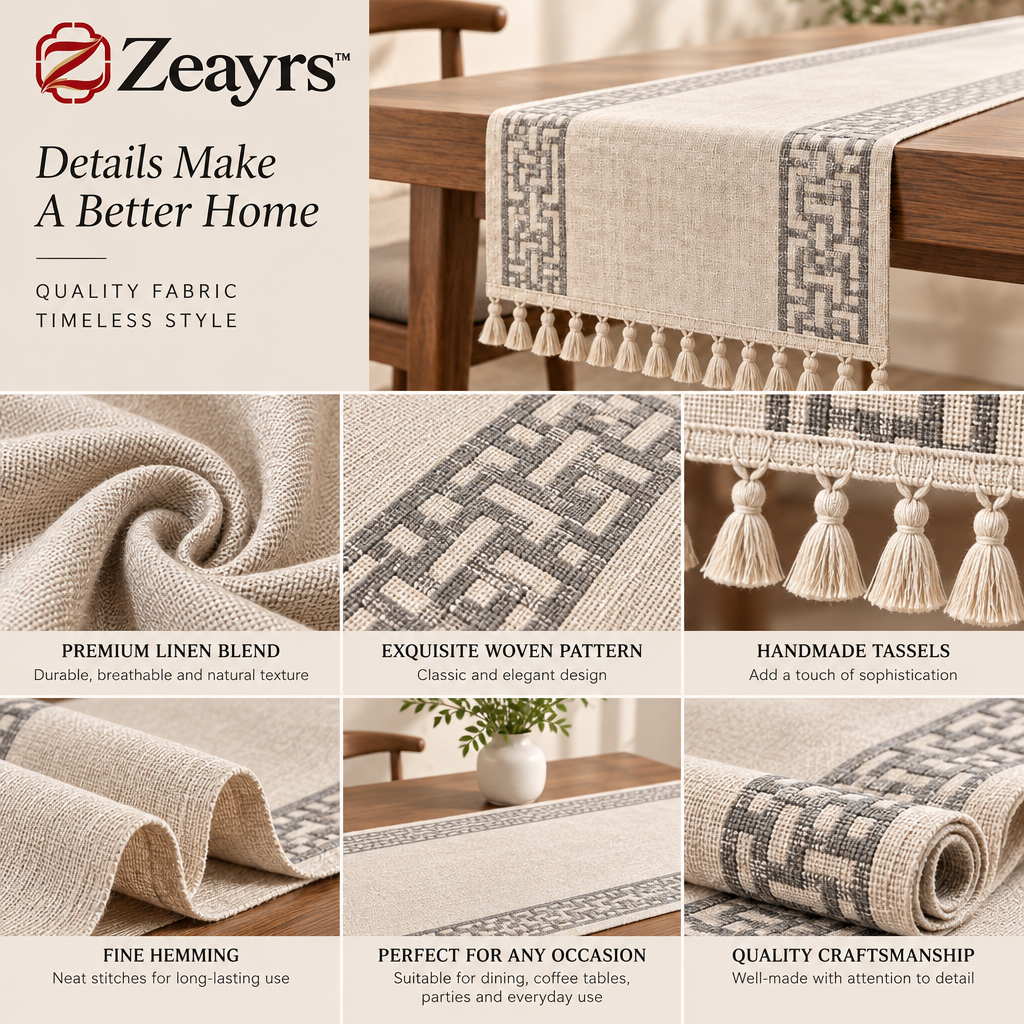 Cotton-Linen Table Runner — supplied promotional detail graphic