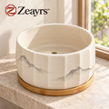 Ceramic Planter With Bamboo Saucer — Zeayrs branded main product view