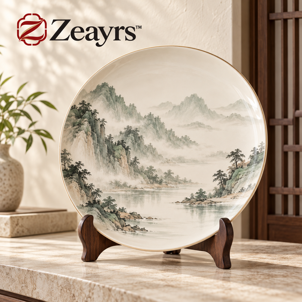 Mountain-Landscape Ceramic Display Plate — Zeayrs branded main product view